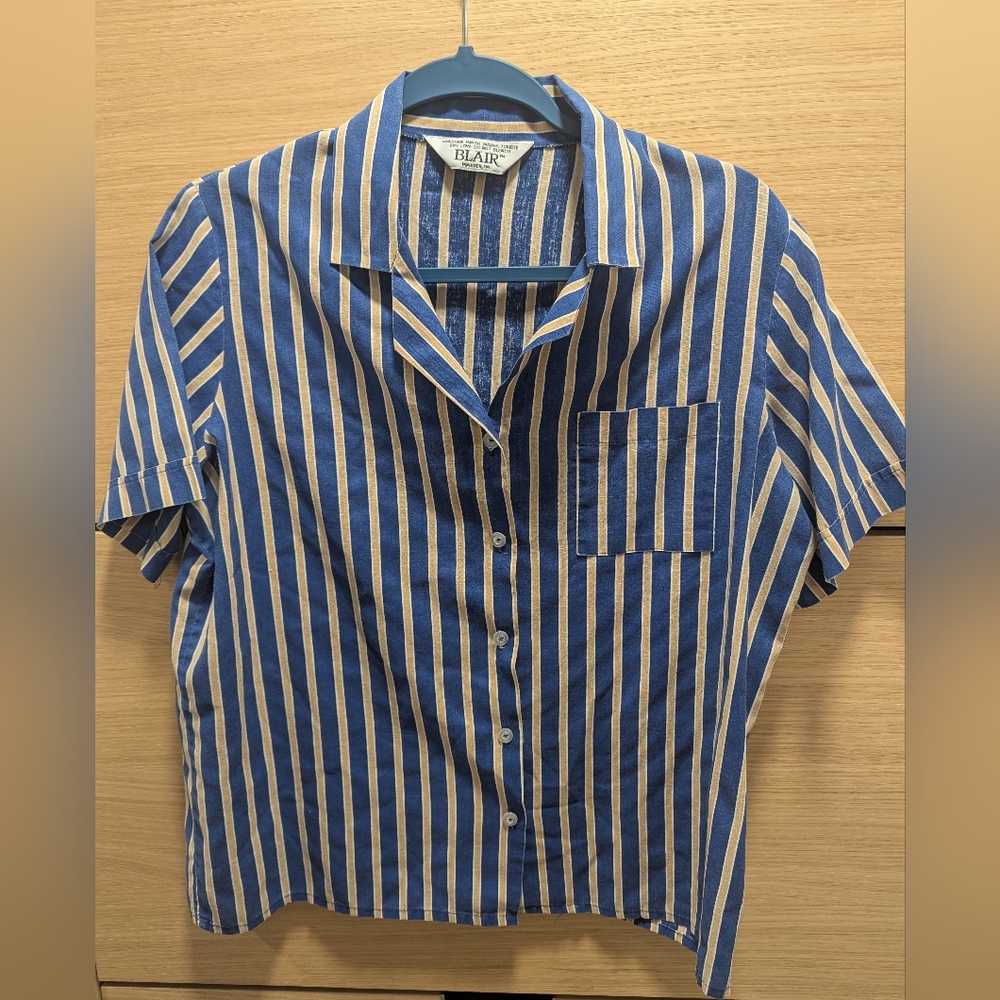 VTG Blair Men's Blue and White Striped Shirt